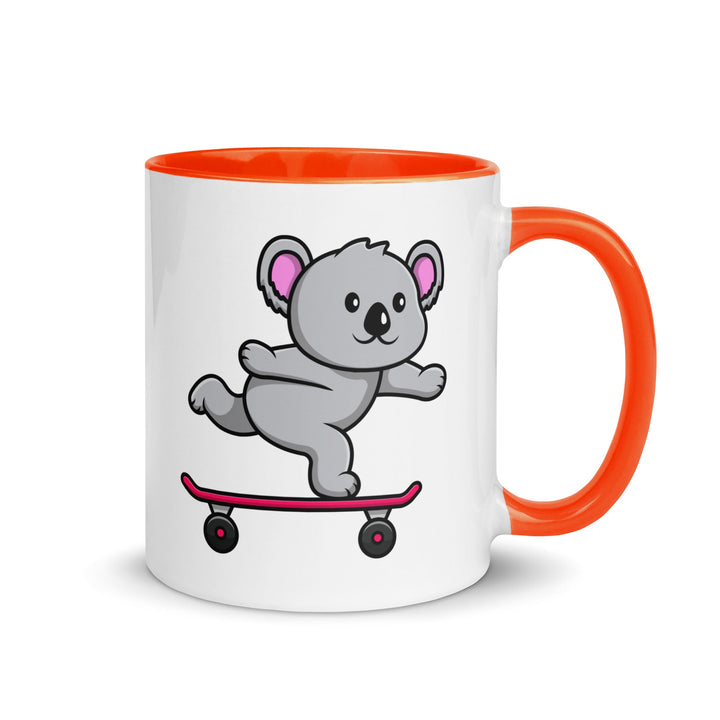 Skateboarding Koala Mug with Color Inside - Orange / 11 oz - ArtyKoala