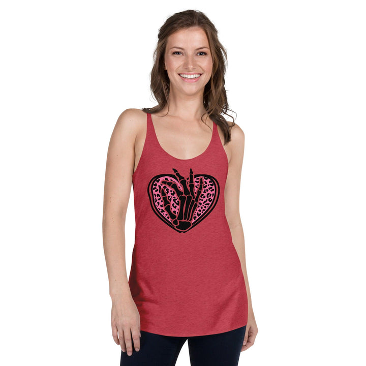 Skeleton Heart Woman Racerback Tank - Vintage Red / XS - ArtyKoala