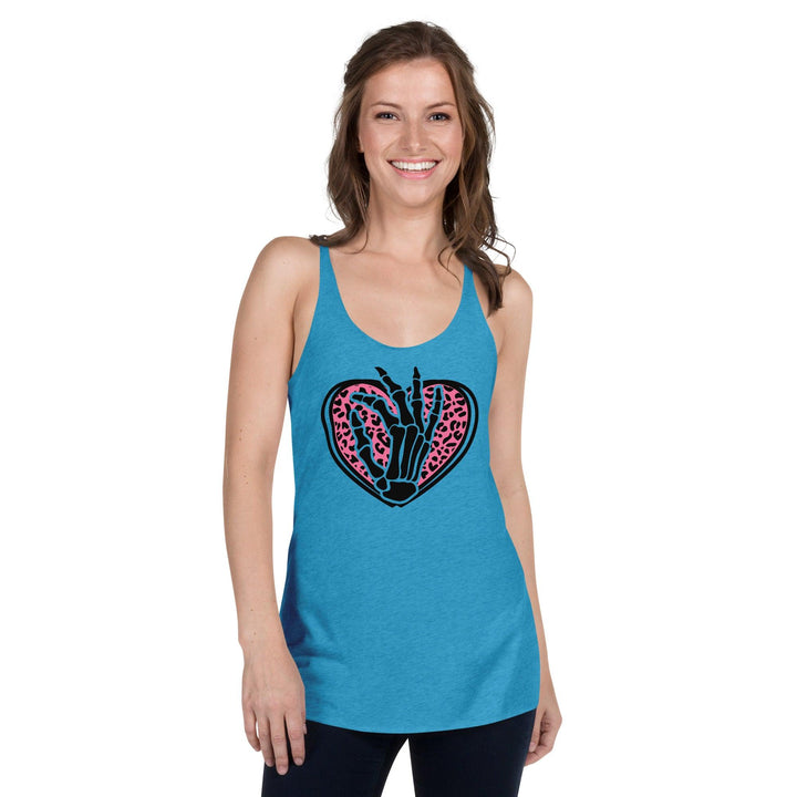 Skeleton Heart Woman Racerback Tank - Vintage Turquoise / XS - ArtyKoala