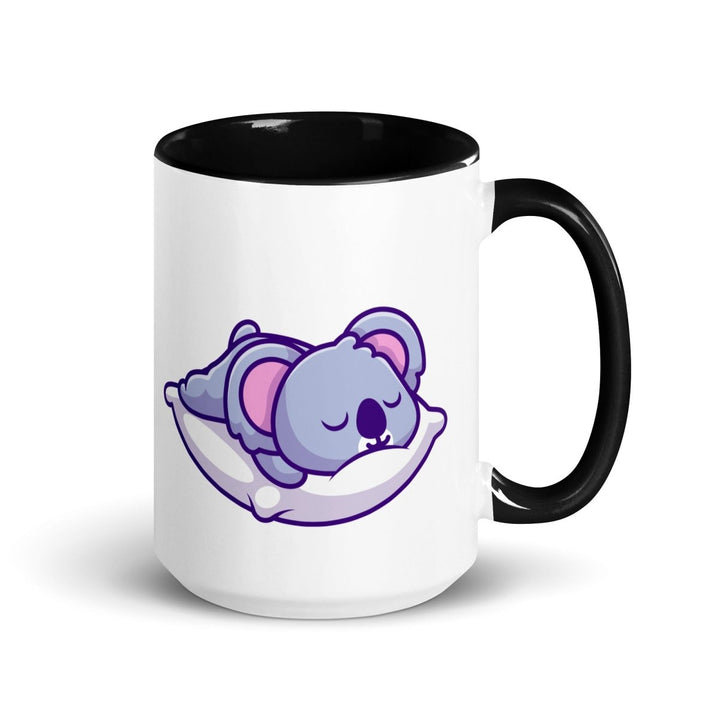 Sleepy Koala Colorful Print Mug - Black - 15 oz - ArtyKoala