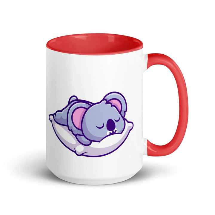 Sleepy Koala Colorful Print Mug - Red - 15 oz - ArtyKoala