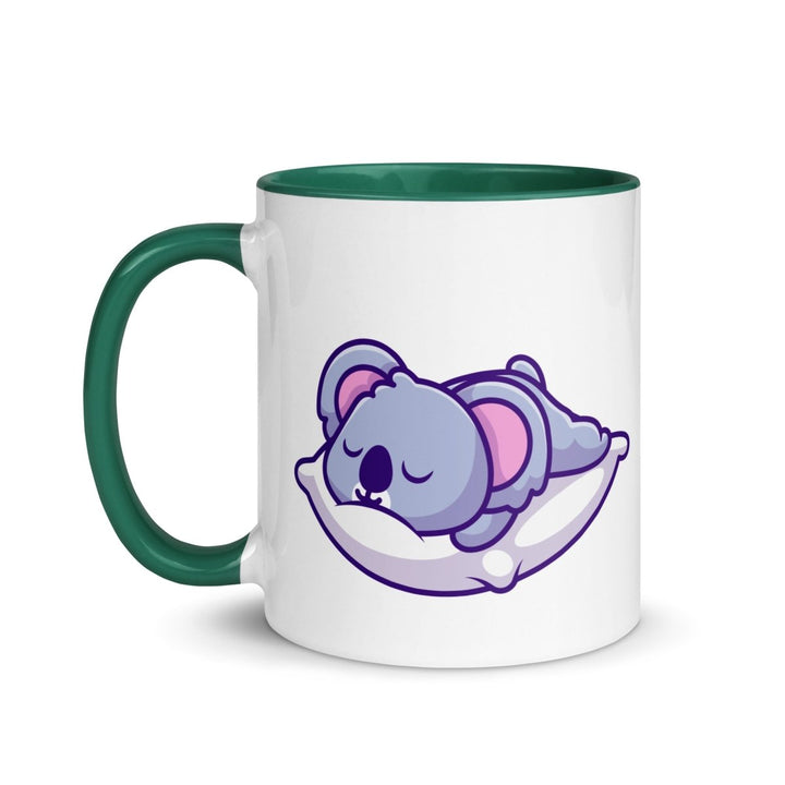 Sleepy Koala Colorful Print Mug - Dark green - 11 oz - ArtyKoala