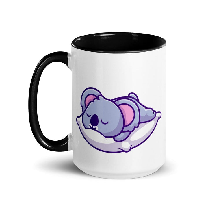 Sleepy Koala Colorful Print Mug - Black - 15 oz - ArtyKoala