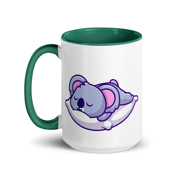 Sleepy Koala Colorful Print Mug - Dark green - 15 oz - ArtyKoala