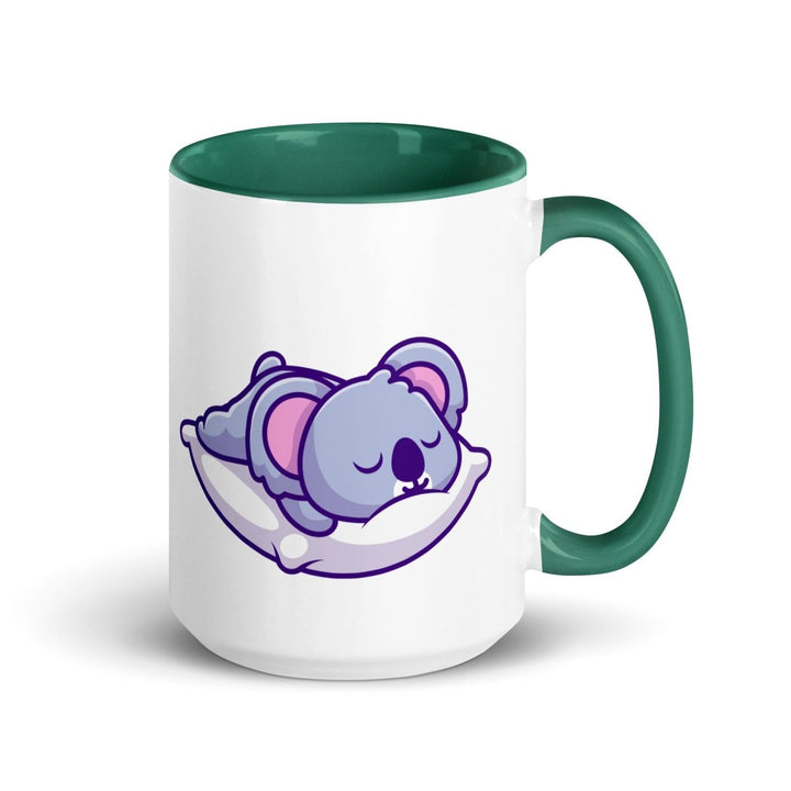 Sleepy Koala Colorful Print Mug - Dark green - 15 oz - ArtyKoala