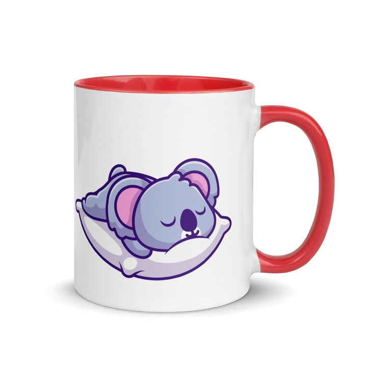 Sleepy Koala Colorful Print Mug - Red - 11 oz - ArtyKoala