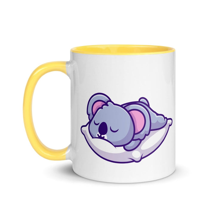 Sleepy Koala Colorful Print Mug - Yellow - 11 oz - ArtyKoala