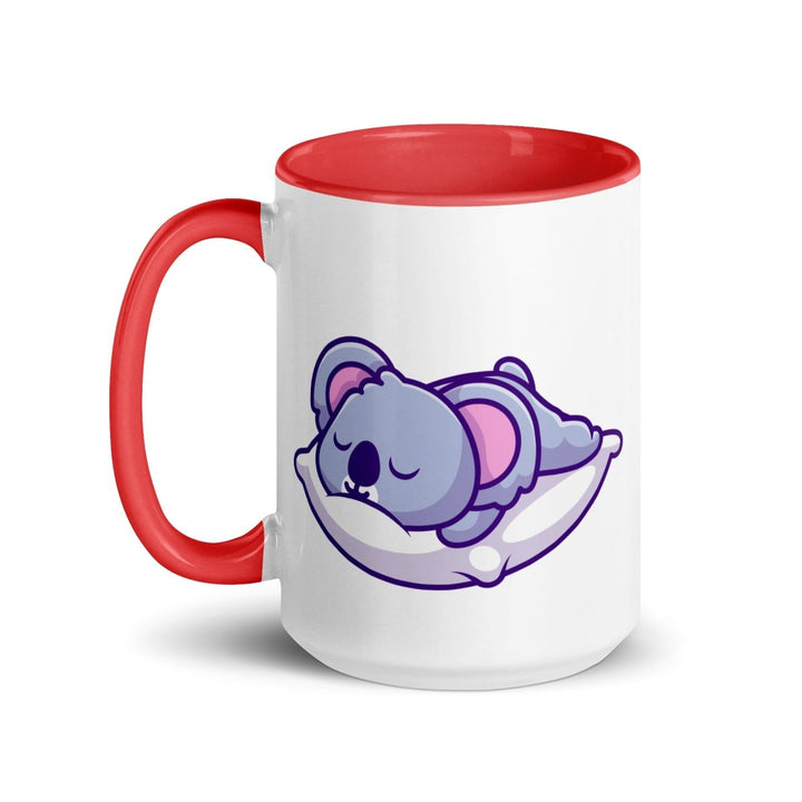 Sleepy Koala Colorful Print Mug - Red - 15 oz - ArtyKoala