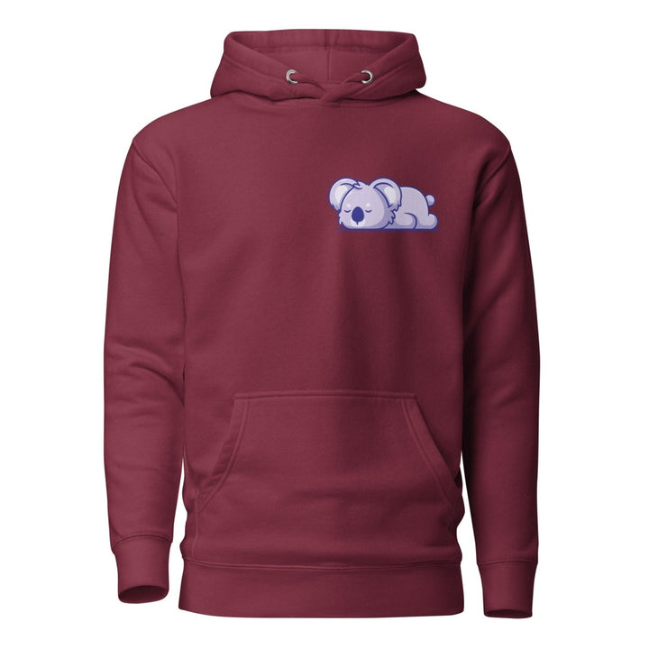 Sleepy Koala Graphic Hoodie - Maroon - S - ArtyKoala