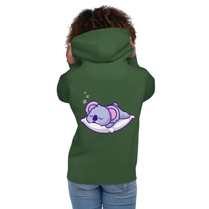 Sleepy Koala Graphic Hoodie - Forest Green - S - ArtyKoala