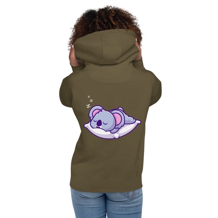 Sleepy Koala Graphic Hoodie - Military Green - S - ArtyKoala
