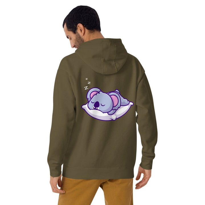 Sleepy Koala Graphic Hoodie - Military Green - S - ArtyKoala