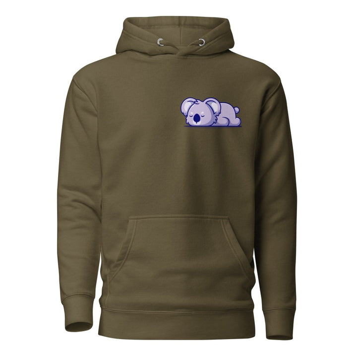 Sleepy Koala Graphic Hoodie - Military Green - S - ArtyKoala