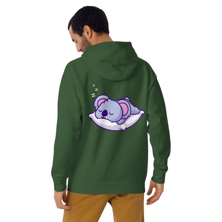 Sleepy Koala Graphic Hoodie - Forest Green - S - ArtyKoala