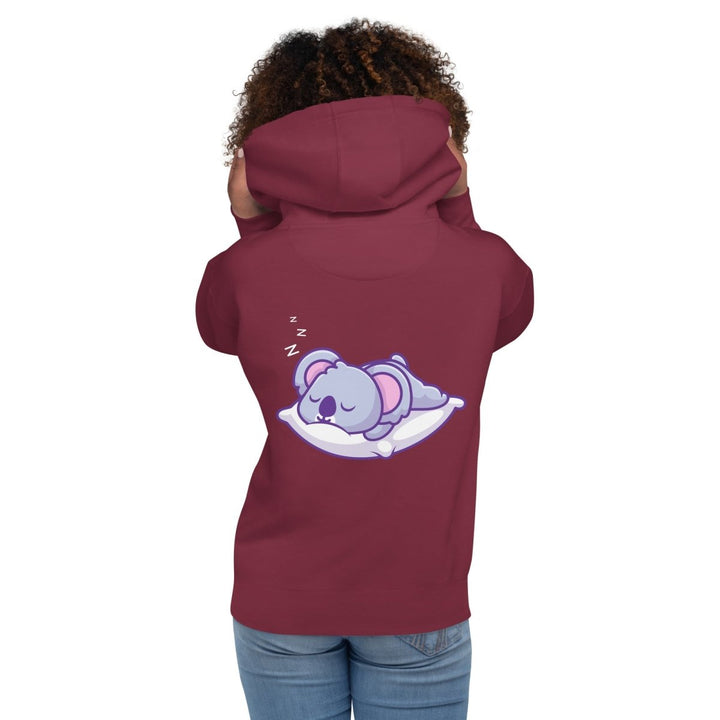 Sleepy Koala Graphic Hoodie - Maroon - S - ArtyKoala