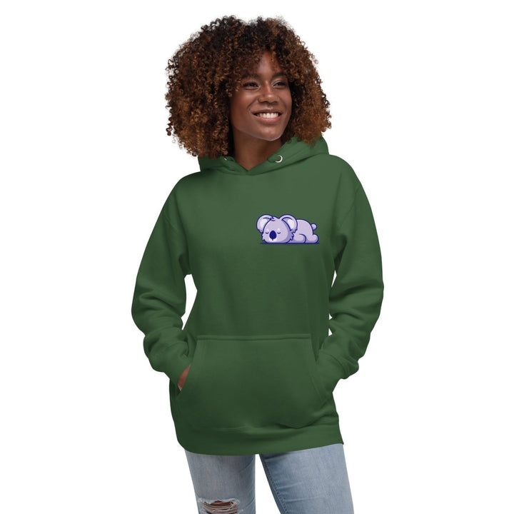 Sleepy Koala Graphic Hoodie - Forest Green - S - ArtyKoala
