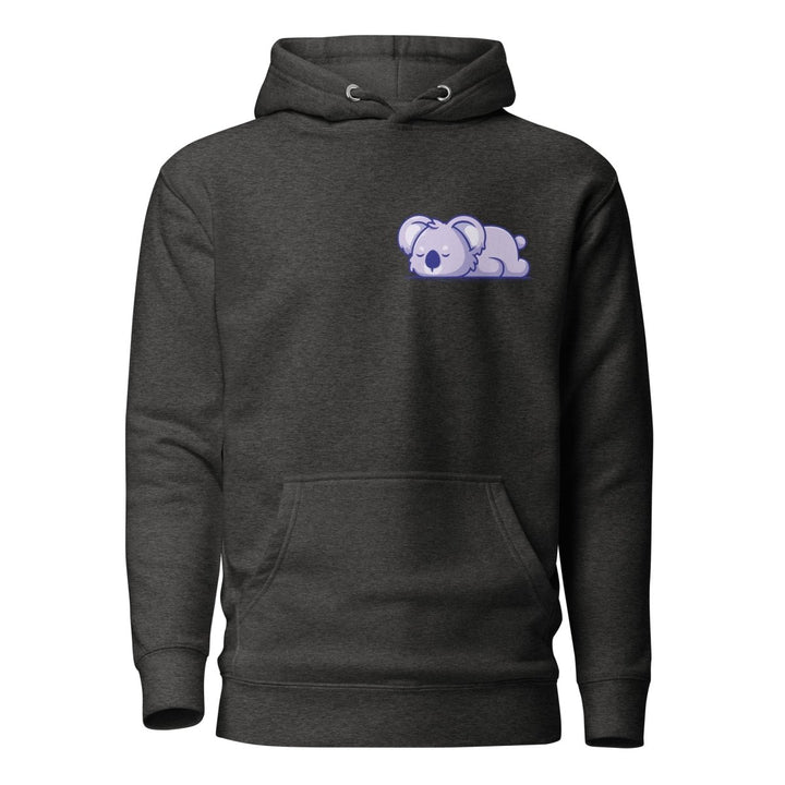 Sleepy Koala Graphic Hoodie - Charcoal Heather - S - ArtyKoala