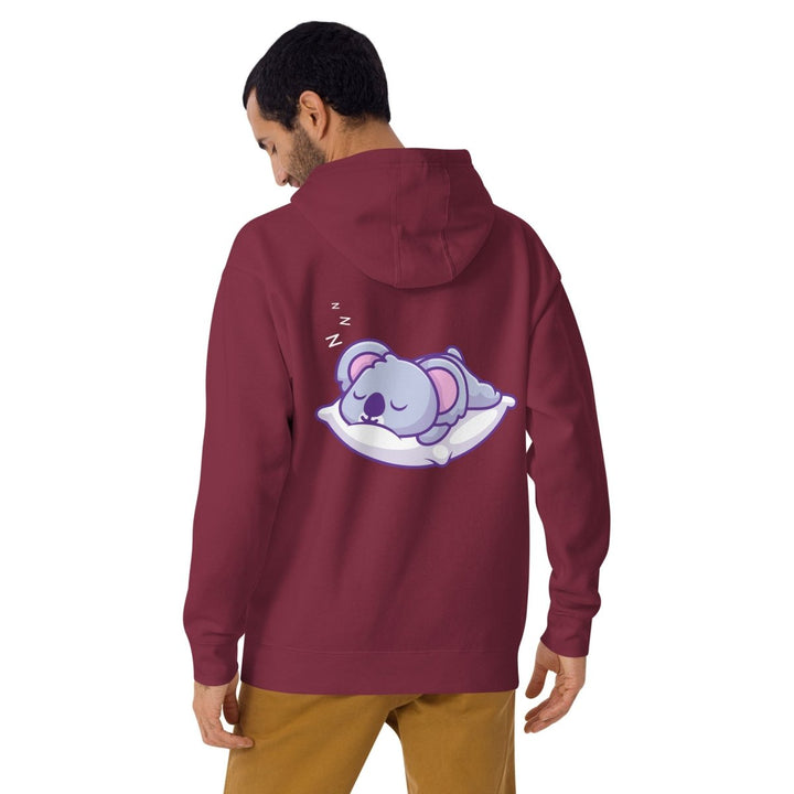 Sleepy Koala Graphic Hoodie - Maroon - S - ArtyKoala