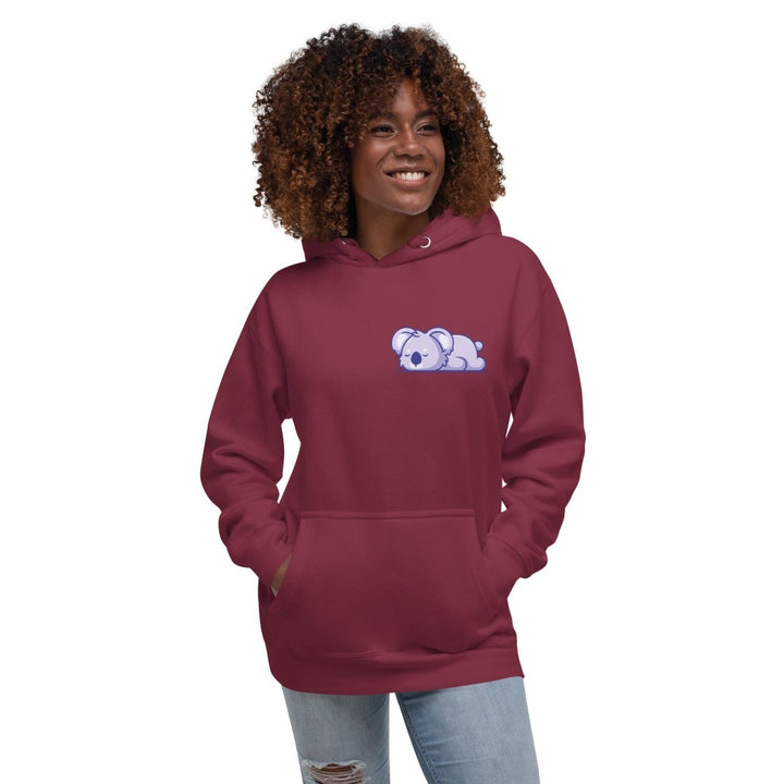 Sleepy Koala Graphic Hoodie - Maroon - S - ArtyKoala