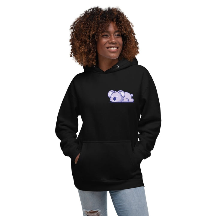Sleepy Koala Graphic Hoodie - Black - S - ArtyKoala