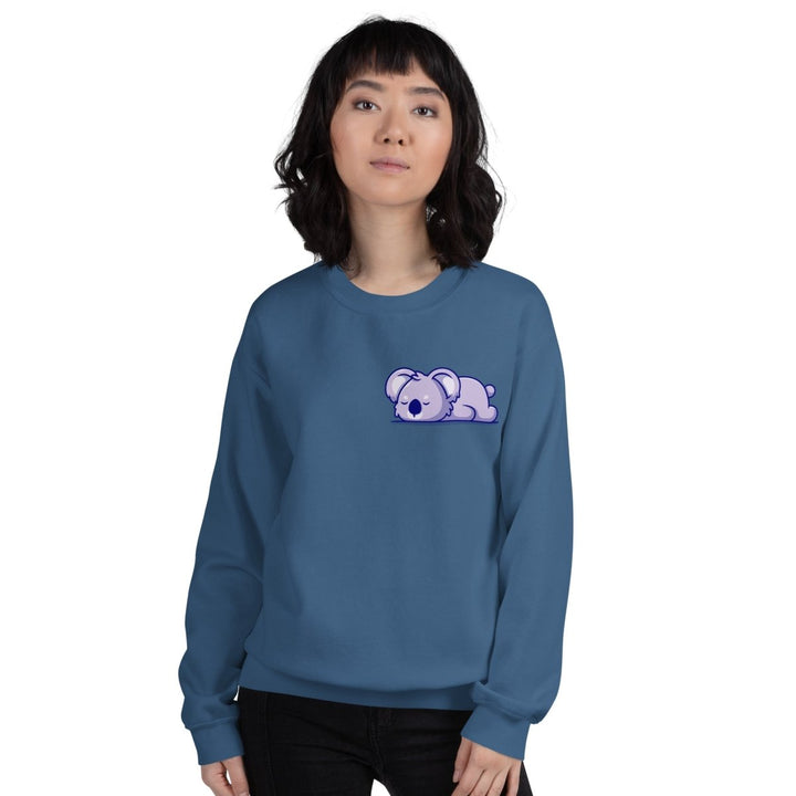 Sleepy Koala Graphic Sweatshirt - Indigo Blue - S - ArtyKoala