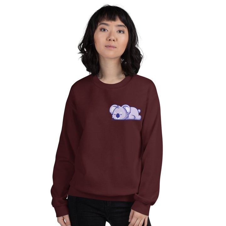 Sleepy Koala Graphic Sweatshirt - Maroon - S - ArtyKoala