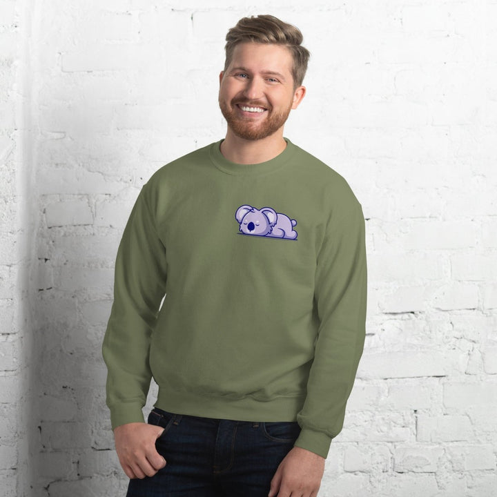 Sleepy Koala Graphic Sweatshirt - Military Green - S - ArtyKoala