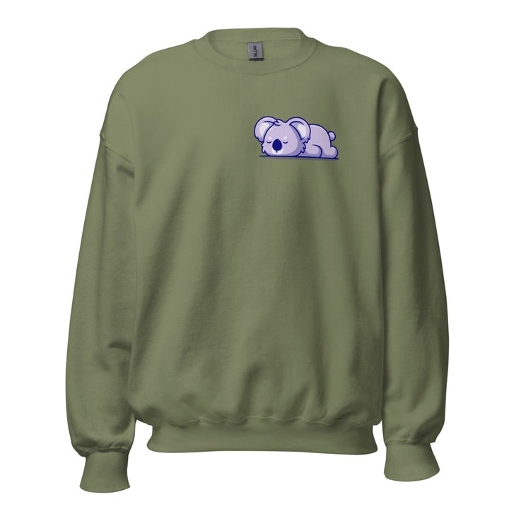 Sleepy Koala Graphic Sweatshirt - Military Green - S - ArtyKoala