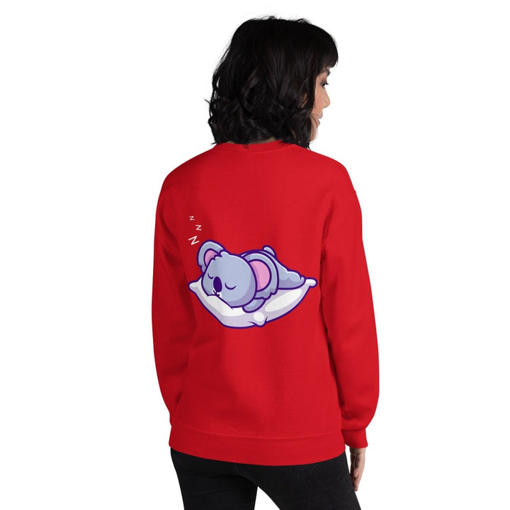 Sleepy Koala Graphic Sweatshirt - Red - S - ArtyKoala