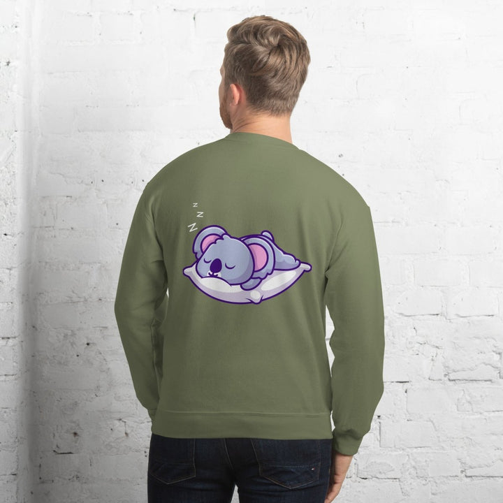 Sleepy Koala Graphic Sweatshirt - Military Green - S - ArtyKoala