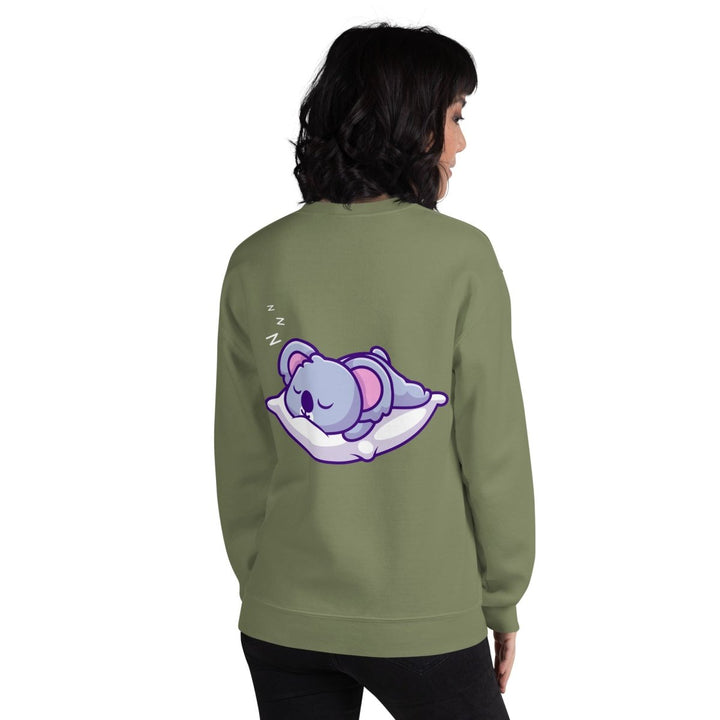 Sleepy Koala Graphic Sweatshirt - Military Green - S - ArtyKoala