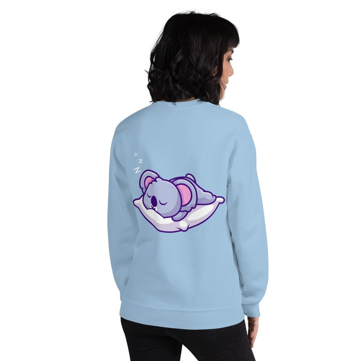 Sleepy Koala Graphic Sweatshirt - Light Blue - S - ArtyKoala