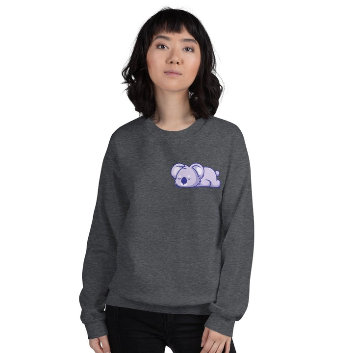 Sleepy Koala Graphic Sweatshirt - Dark Heather - S - ArtyKoala