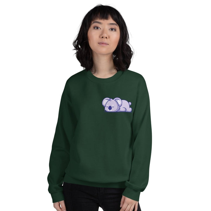 Sleepy Koala Graphic Sweatshirt - Forest Green - S - ArtyKoala