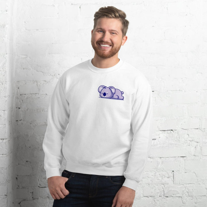 Sleepy Koala Graphic Sweatshirt - White - S - ArtyKoala