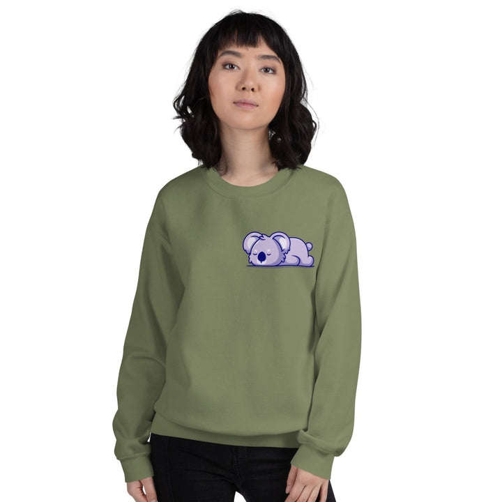 Sleepy Koala Graphic Sweatshirt - Military Green - S - ArtyKoala