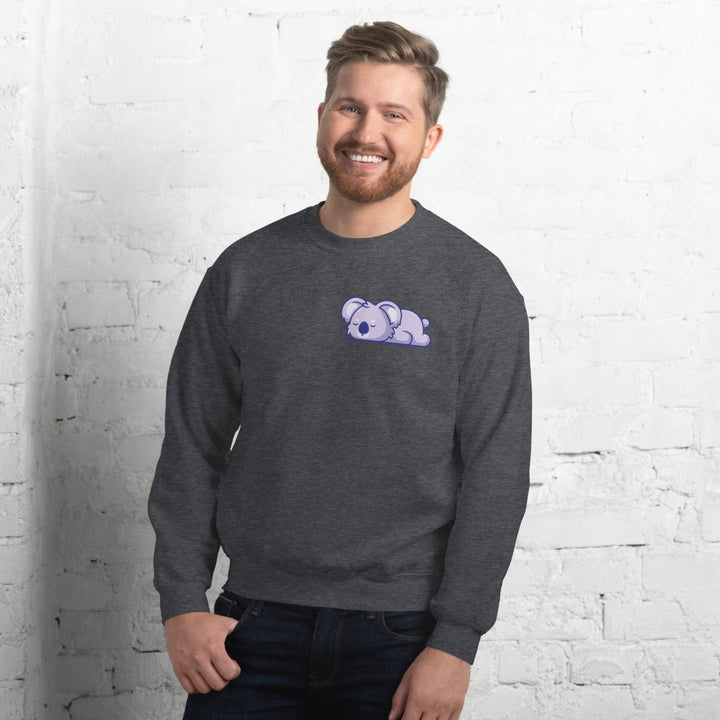 Sleepy Koala Graphic Sweatshirt - Dark Heather - S - ArtyKoala