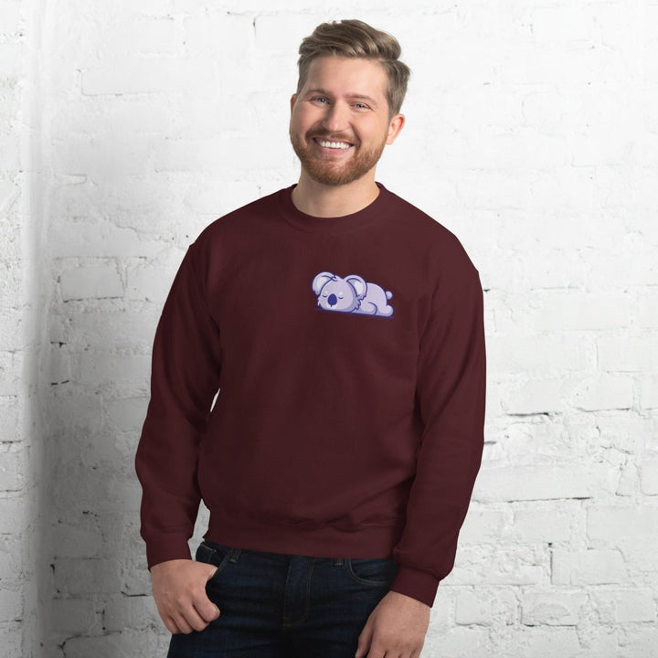 Sleepy Koala Graphic Sweatshirt - Maroon - S - ArtyKoala