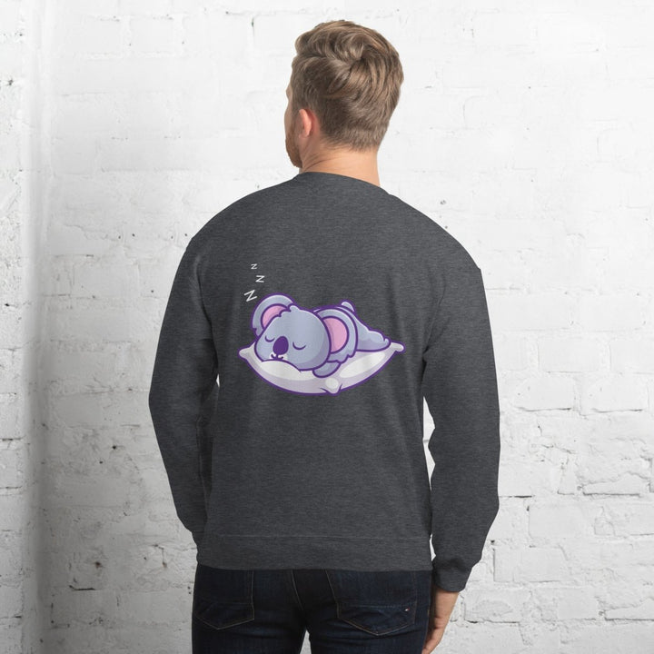 Sleepy Koala Graphic Sweatshirt - Dark Heather - S - ArtyKoala