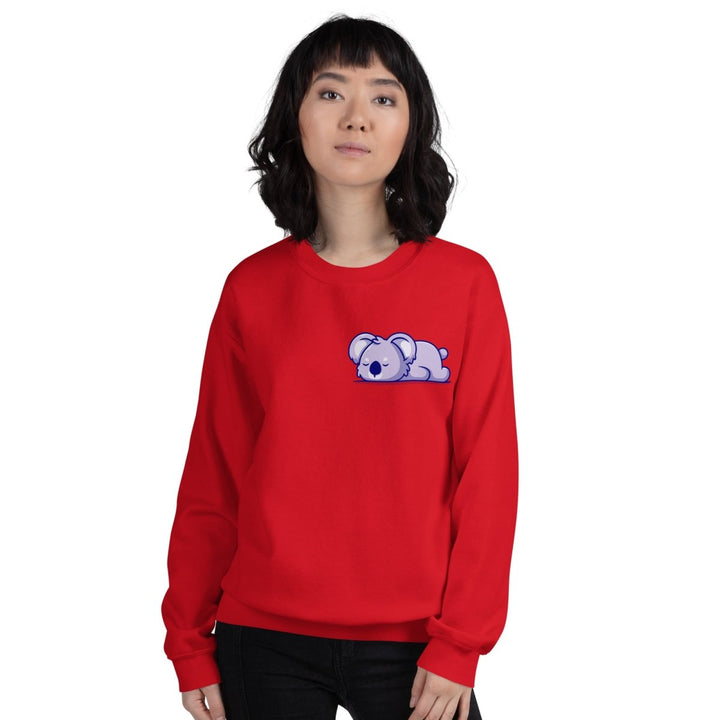 Sleepy Koala Graphic Sweatshirt - Red - S - ArtyKoala