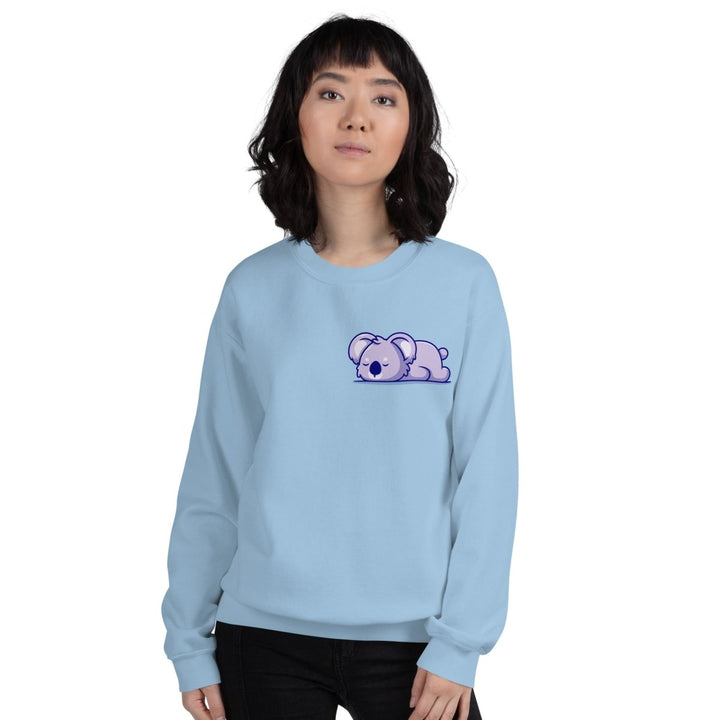 Sleepy Koala Graphic Sweatshirt - Light Blue - S - ArtyKoala