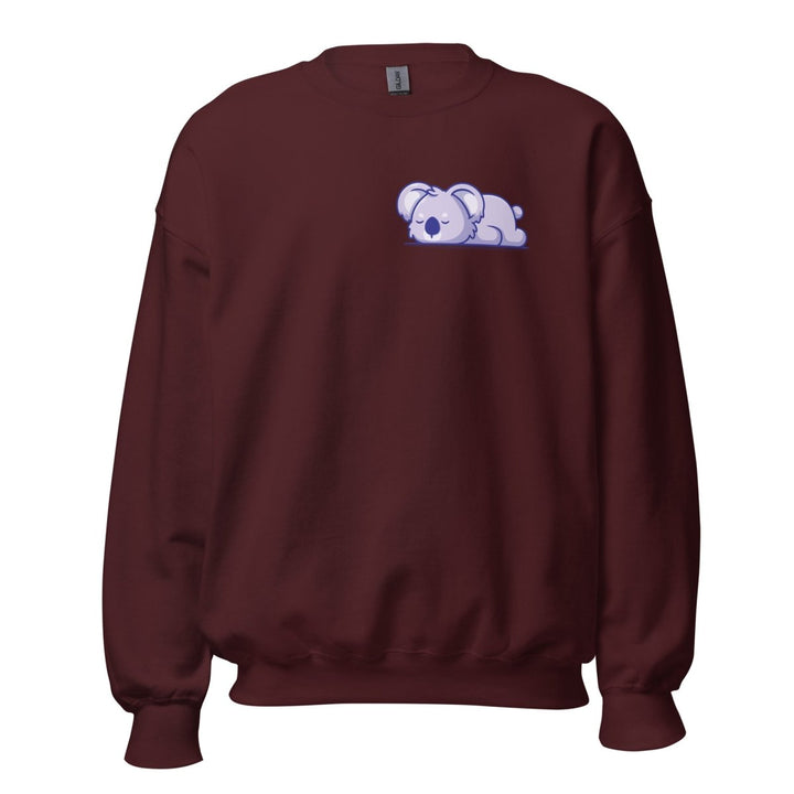 Sleepy Koala Graphic Sweatshirt - Maroon - S - ArtyKoala