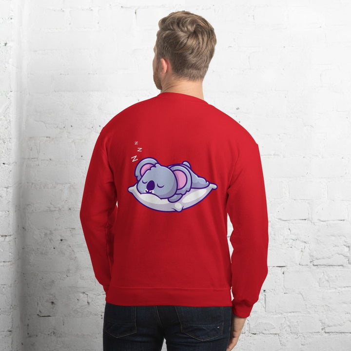 Sleepy Koala Graphic Sweatshirt - Red - S - ArtyKoala