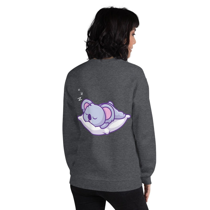 Sleepy Koala Graphic Sweatshirt - Dark Heather - S - ArtyKoala