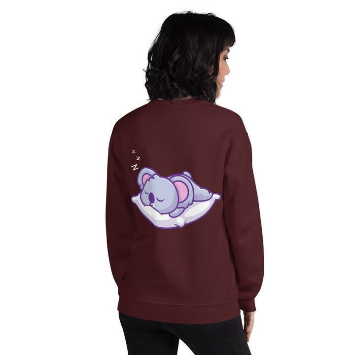 Sleepy Koala Graphic Sweatshirt - Maroon - S - ArtyKoala