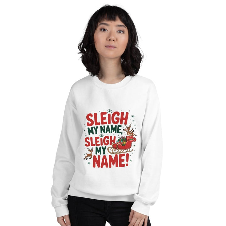 Sleigh My Name Graphic Sweatshirt - White - S - ArtyKoala