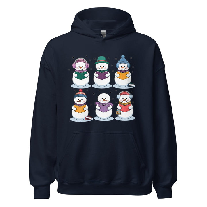 Snowman Reading Book Graphic Hoodie - Navy - S - ArtyKoala