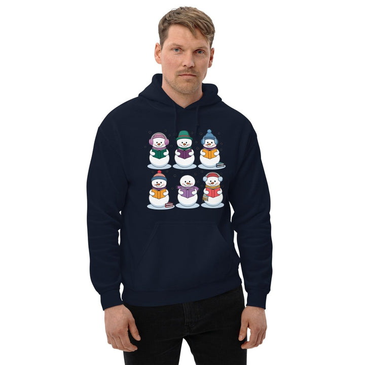 Snowman Reading Book Graphic Hoodie - Navy - S - ArtyKoala