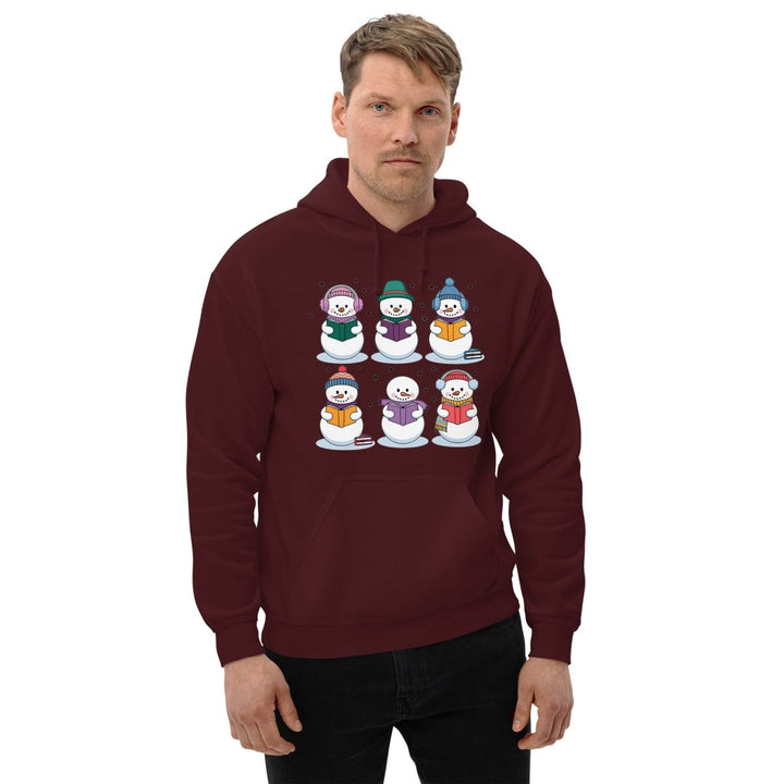 Snowman Reading Book Graphic Hoodie - Navy - S - ArtyKoala