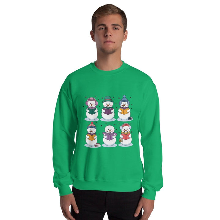 Snowman Reading Book Graphic Sweatshirt - Sand - S - ArtyKoala